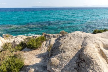 Orange Beach Kavourotripes Sithonia Yarımadası, Chalkidiki, orta Makedonya, Yunanistan, deniz manzarası