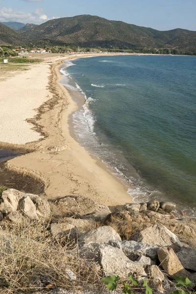 Vista Panoramica Della Spiaggia Sykia Sithonia Penisola Calcidica Macedonia Centrale — Foto Stock