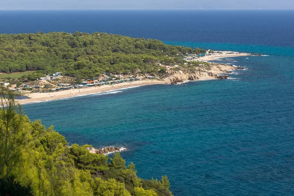 Panoramic View Platanitsi Beach Sithonia Peninsula Chalkidiki Central Macedonia Greece — Stock Photo, Image