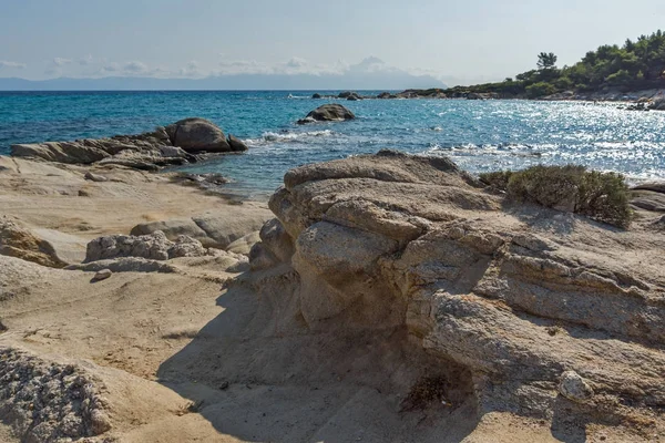 Marinmålning Orange Beach Kavourotripes Sithonia Halvön Chalkidiki Mellersta Makedonien Grekland — Stockfoto