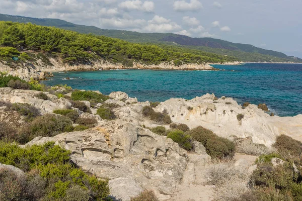 Seascape Orange Beach Kavourotripes Sithonia Peninsula Chalkidiki Central Macedonia Greece — Stock Photo, Image
