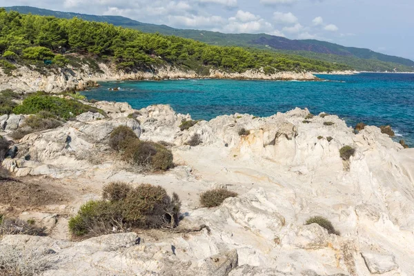 Seascape Orange Beach Kavourotripes Sithonia Półwyspu Chalkidiki Central Macedonia Grecja — Zdjęcie stockowe