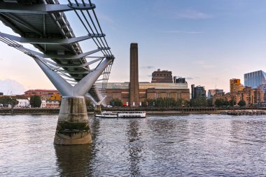 LONDON, ENGLAND - JUNE 17, 2016: Amazing sunset Cityscape from Millennium Bridge and Thames River, London, Great Britain