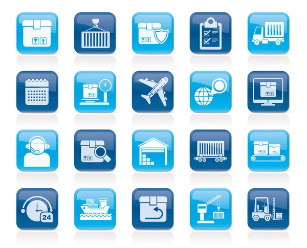 Logistik Lieferung Transport Und Fracht Icons Vektor Icon Set — Stockvektor