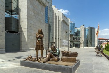Skopje, Makedonya - 13 Mayıs 2017: Holokost Müzesi şehir Üsküp, Makedonya Cumhuriyeti