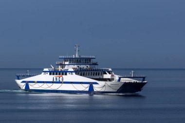 Keramoti, Yunanistan - 4 Nisan 2016: Keramoti Köyü, Doğu Makedonya ve Trakya, Yunanistan, bağlantı noktasının görünümü şaşırtıcı