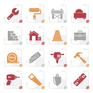 Stilize yapı ve inşaat simgeler - vektör Icon set