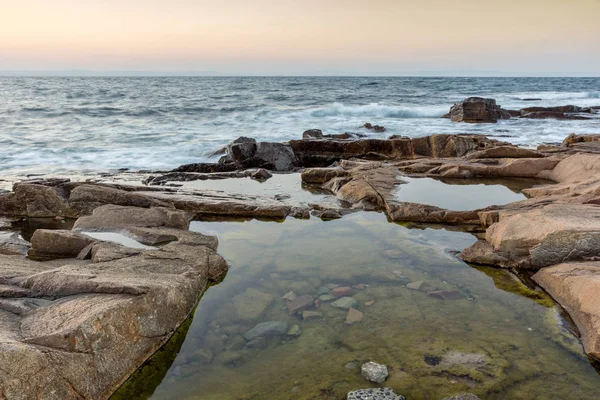 Fantastische Zonsondergang Uitzicht Kustlijn Van Dorp Van Tsjernomorets Regio Burgas — Stockfoto