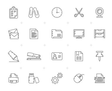 İş kolu ve ofis donanımları simgeler - 2 vektör Icon set