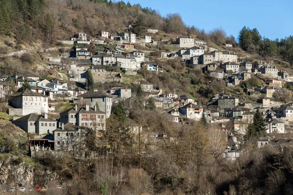 Panoramiczny Widok Wieś Kípoi Zagori Epir Grecja — Zdjęcie stockowe