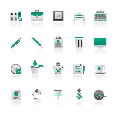 İş ve ofis donanımları simgeler - 1 vektör Icon set
