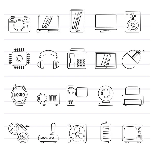 Diferentes Tipos Iconos Electrónicos Conjunto Iconos Vectoriales — Archivo Imágenes Vectoriales