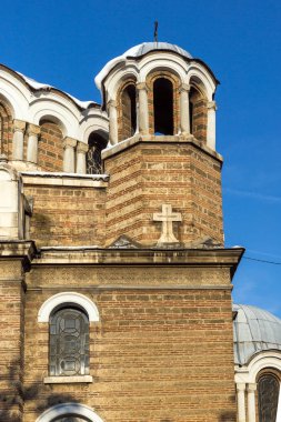 Sofia, Bulgaristan - 29 Kasım 2017: Sunset görünümünü Kilisesi Sveti Sedmochislenitsi City, Sofia, Bulgaristan