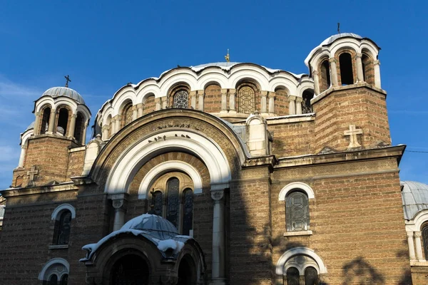 Sofia Bulgária Novembro 2017 Vista Pôr Sol Igreja Sveti Sedmochislenitsi — Fotografia de Stock