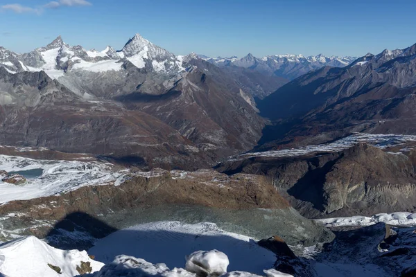 Increíble Vista Invierno Los Alpes Desde Paraíso Glaciar Matterhorn Suiza — Foto de Stock