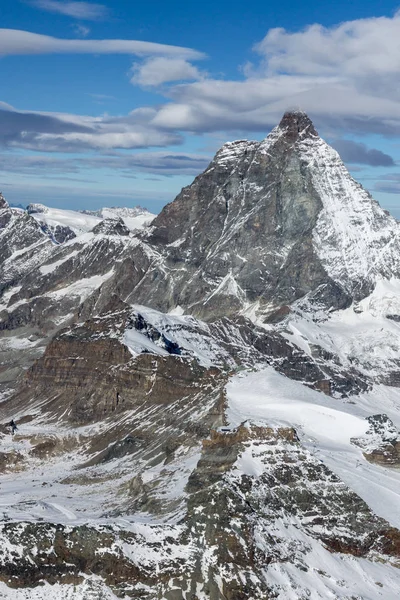 Mount Matterhorn Panoraması Kış Bulutlar Valais Canton Alpler Sviçre Ile — Stok fotoğraf