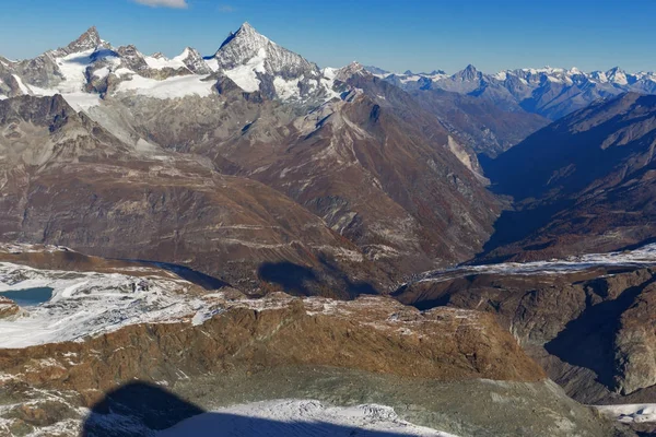 Increíble Vista Invierno Los Alpes Desde Paraíso Glaciar Matterhorn Suiza — Foto de Stock