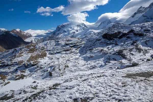 Καταπληκτική Θέα Χειμώνας Στις Άλπεις Από Matterhorn Παγετώνα Παράδεισος Ελβετία — Φωτογραφία Αρχείου