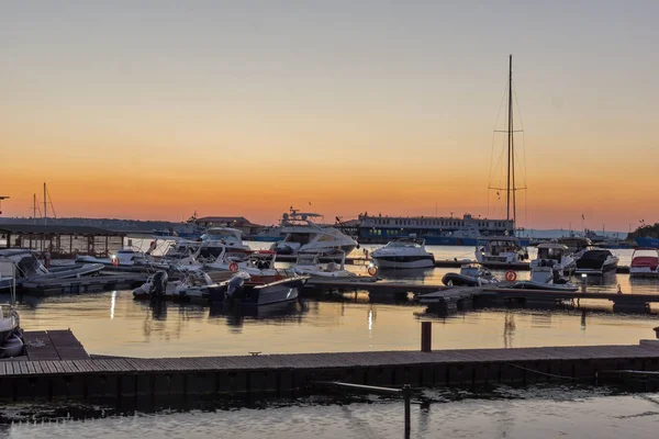 Sozopol Bulgarie Juillet 2016 Coucher Soleil Incroyable Port Sozopol Région — Photo