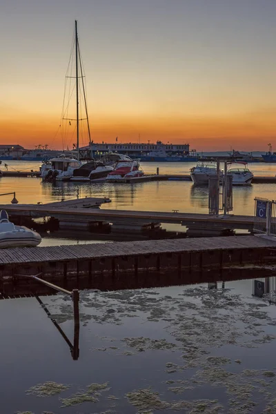 Sozopol Bulharsko Července 2016 Úžasný Západ Slunce Přístavu Sozopol Burgas — Stock fotografie