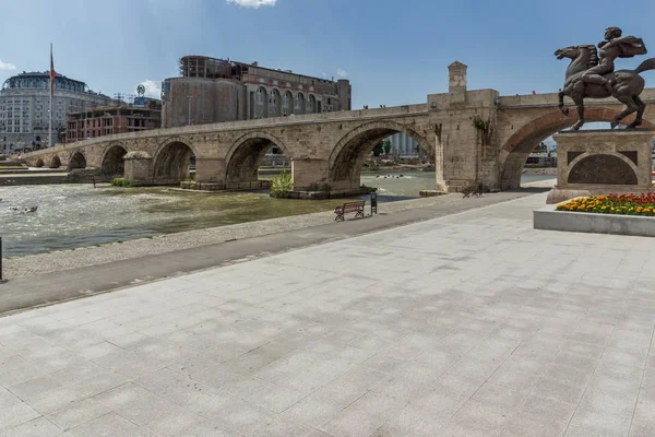 Skopje Makedonie Května 2017 Skopje City Center Starý Kamenný Most — Stock fotografie