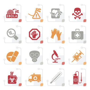 Stilize Ebola salgını simgeler - vektör Icon set