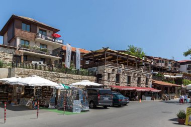 Nessebar, Bulgaristan - 30 Temmuz 2014: sokak eski kasaba Nessebar, Burgaz bölge, Bulgaristan