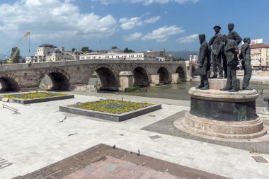 Skopje, Makedonya - 13 Mayıs 2017: Anıtı şehir merkezinde Üsküp, Makedonya Cumhuriyeti