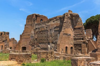 Rome, İtalya - 24 Haziran 2017: Panoramik harabelerini Palatine Tepesi City Roma, İtalya