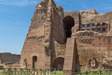 Rome, İtalya - 24 Haziran 2017: Panoramik harabelerini Palatine Tepesi City Roma, İtalya