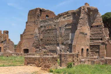 Rome, İtalya - 24 Haziran 2017: Panoramik harabelerini Palatine Tepesi City Roma, İtalya