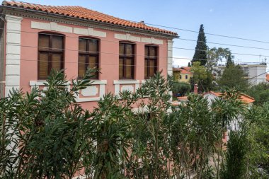 Xanthi, Yunanistan - 23 Eylül 2017: Street ve eski evleri eski kasaba İskeçe, Doğu Makedonya ve Trakya, Yunanistan