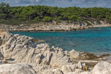 Orange Beach Kavourotripes Sithonia Yarımadası, Chalkidiki, orta Makedonya, Yunanistan, deniz manzarası