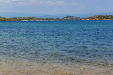Beach Vourvourou Sithonia Yarımadası, Chalkidiki, orta Makedonya, Yunanistan, deniz manzarası