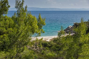 Fava Beach Vourvourou Sithonia Yarımadası, Chalkidiki, orta Makedonya, Yunanistan, deniz manzarası