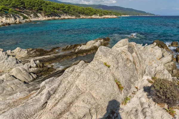 Zeegezicht Van Orange Strand Kavourotripes Sithonia Schiereiland Chalkidiki Centraal Macedonië — Stockfoto