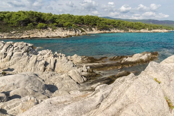 Paisaje Marino Orange Beach Kavourotripes Península Sithonia Chalkidiki Macedonia Central — Foto de Stock