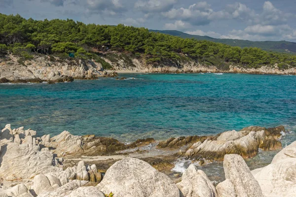 Paisaje Marino Orange Beach Kavourotripes Península Sithonia Chalkidiki Macedonia Central — Foto de Stock