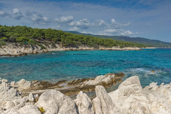 Seascape Orange Beach Kavourotripes Sithonia Peninsula Chalkidiki Central Macedonia Greece — Stock Photo, Image