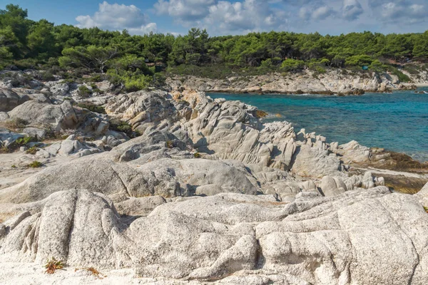 Paisaje Marino Orange Beach Kavourotripes Península Sithonia Chalkidiki Macedonia Central — Foto de Stock