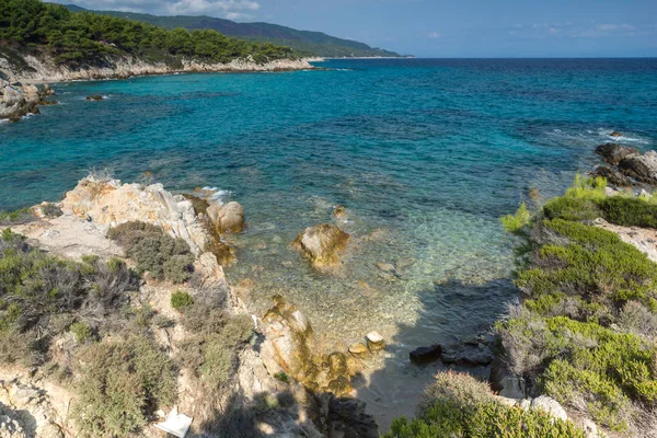 Seascape Orange Beach Kavourotripes Sithonia Peninsula Chalkidiki Central Macedonia Greece — Stock Photo, Image