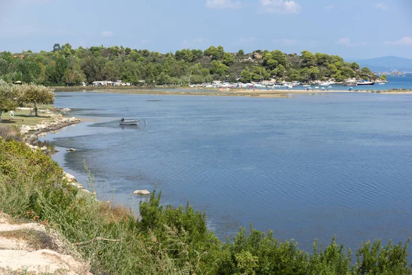 Морський Пейзаж Livari Пляжу Міста Ханіотіс Халкідікі Сітона Півострові Халкідікі — стокове фото