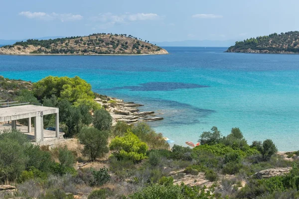 Paisaje Marino Playa Lagonisi Península Sithonia Chalkidiki Macedonia Central Grecia — Foto de Stock