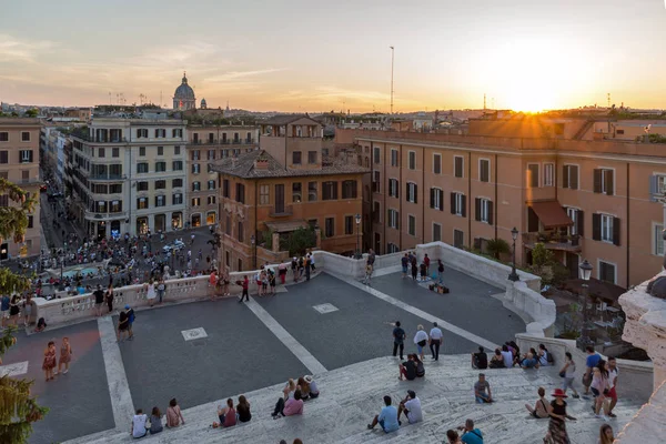 Roma Italia Junio 2017 Increíble Vista Atardecer Plaza España Piazza — Foto de Stock