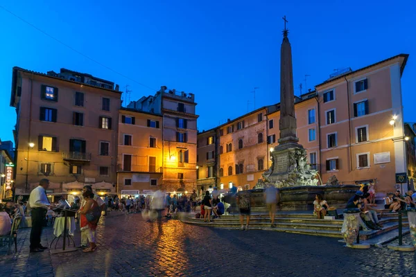 Roma Itália Junho 2017 Fantástica Vista Noturna Piazza Della Rotonda — Fotografia de Stock