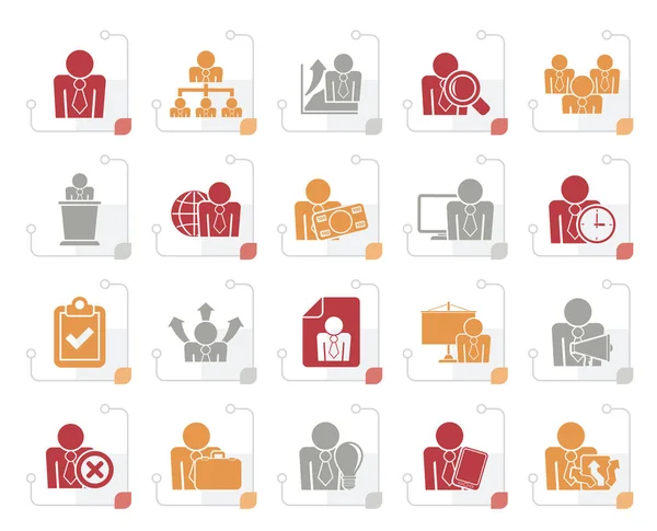 Gestileerde Human Resources Pictogrammen Van Bedrijfs Vector Icon Set — Stockvector