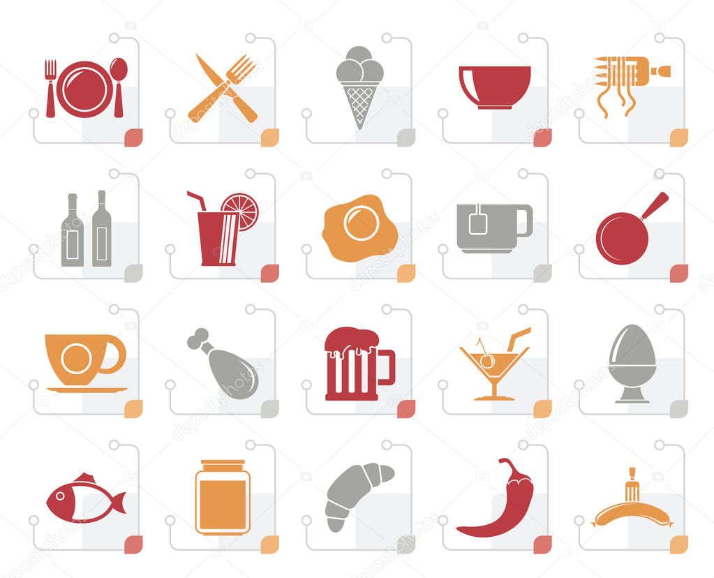 Stylized Food, drink and restaurant icons - vector icon set