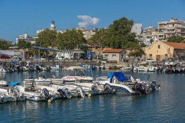 Dedeağaç, Yunanistan - 23 Eylül 2017: Bağlantı noktası ve Dedeağaç şehri, Doğu Makedonya ve Trakya, Yunanistan için Panorama