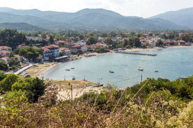Panoramik şehir Olimpiada Chalkidiki, orta Makedonya, Yunanistan