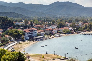 Panoramik şehir Olimpiada Chalkidiki, orta Makedonya, Yunanistan